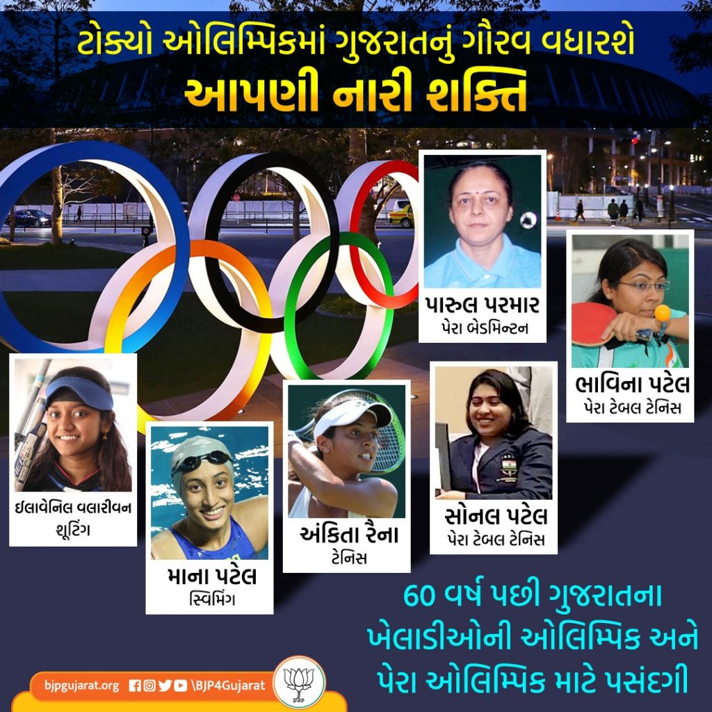 ટોક્યો ઓલિમ્પિકમાં ગુજરાતનું ગૌરવ વધારશે આપણી નારી શક્તિ. 60 વર્ષ પછી ગુજરાતના ખેલાડીઓની ઓલિમ્પિક અને પેરા ઓલિમ્પિક માટે પસંદગી
