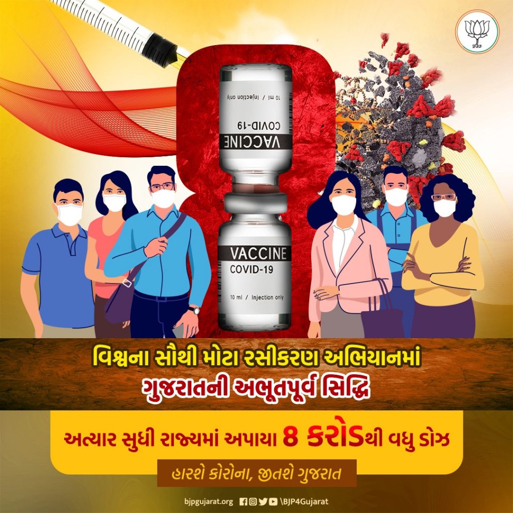 વિશ્વના સૌથી મોટા રસીકરણ અભિયાનમાં ગુજરાતની અભૂતપૂર્વ સિદ્ધિ.