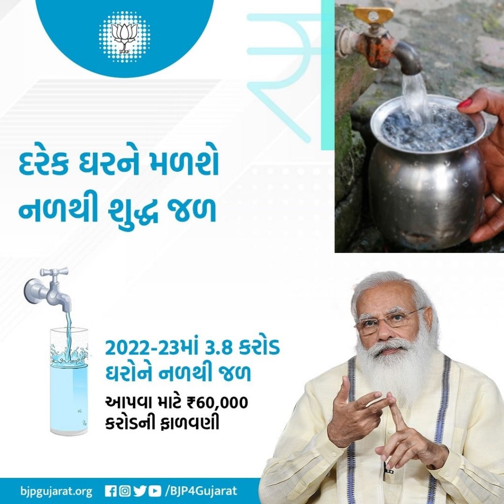 વર્ષ 2022-23માં 3.8 કરોડ ઘરોને નળથી જળ આપવા માટે ₹60,000 કરોડની ફાળવણી