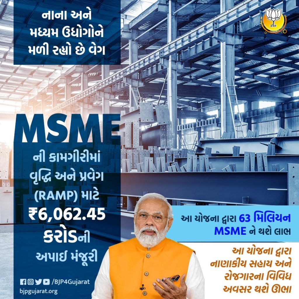 MSMEની કામગીરીમાં વૃદ્ધિ અને પ્રવેગ (RAMP) માટે ₹6,062.45 કરોડની અપાઈ મંજૂરી