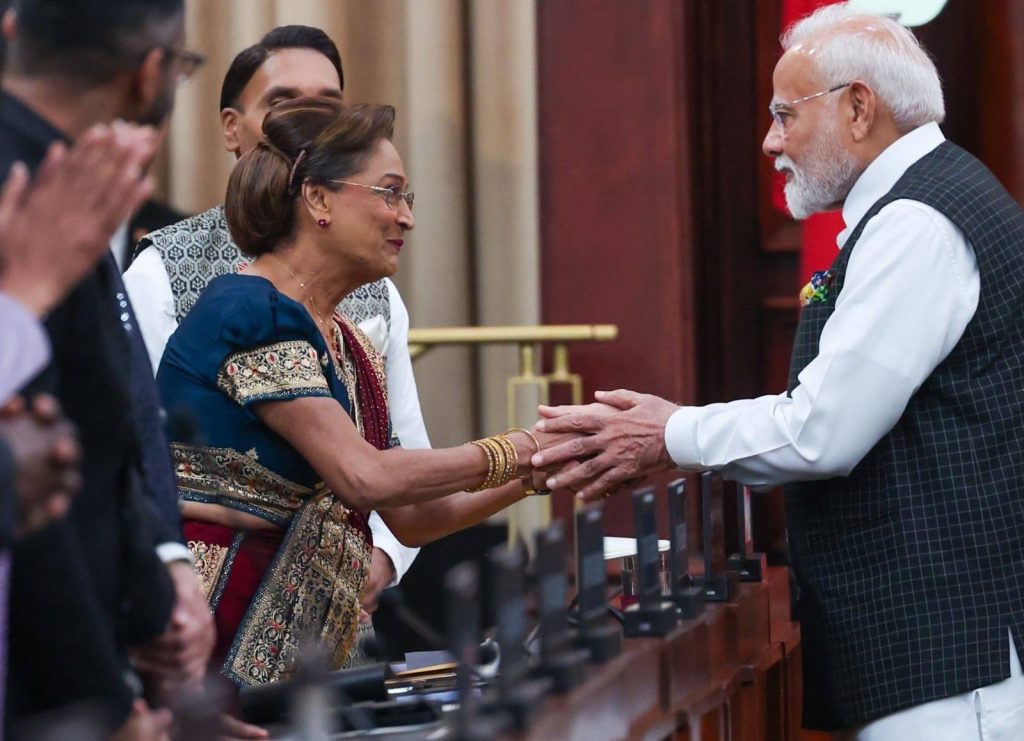 I am deeply honoured to stand before you, the elected representatives of a proud democracy and a friendly nation. માનનીય પ્રધાનમંત્રી શ્રી Narendra Modi જીએ ત્રિનિદાદ અને ટોબેગોની સંસદના સંયુક્ત સત્રને સંબોધિત કર્યું.