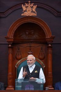 I am deeply honoured to stand before you, the elected representatives of a proud democracy and a friendly nation. માનનીય પ્રધાનમંત્રી શ્રી Narendra Modi જીએ ત્રિનિદાદ અને ટોબેગોની સંસદના સંયુક્ત સત્રને સંબોધિત કર્યું.