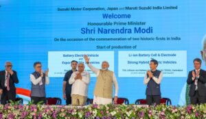 "अब दुनिया के दर्जनों देशों में जो EV चलेगी, उसमें लिखा होगा - MADE IN INDIA!" વિશ્વના સૌથી લોકપ્રિય નેતા અને આપણા યશસ્વી પ્રધાનમંત્રી શ્રી Narendra Modi જીએ આજે હાંસલપુર ખાતે મુખ્યમંત્રી શ્રી Bhupendra Patel ની વિશેષ ઉપસ્થિતિમાં સુઝુકી મોટરના હાઇબ્રિડ બેટરી ઇલેક્ટ્રોડ્સના સ્થાનિક ઉત્પાદનનું ઉદ્ઘાટન કર્યું અને MADE IN INDIA ઇલેક્ટ્રિક કાર ‘eVITARA’નું ફ્લેગ-ઓફ કરાવ્યું. આ સાથે જ પ્રધાનમંત્રીશ્રીએ આત્મનિર્ભર ભારત અભિયાનને વેગ આપવા સાથે જાપાન ‘વિકસિત ભારત@2047’ના નિર્માણમાં એક વિશ્વસનીય પાર્ટનર બનીને સાથે ચાલશે તેવો વિશ્વાસ વ્યક્ત કર્યો હતો. #PMinGujarat